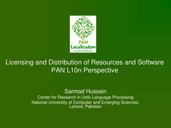 licensing and distribution of resources and software pan l10n perspective