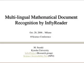 Multi-lingual Mathematical Document Recognition by InftyReader