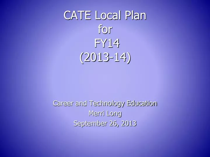 cate local plan for fy14 2013 14