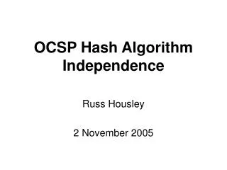 OCSP Hash Algorithm Independence