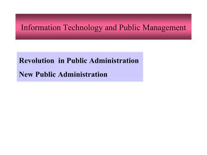 information technology and public management