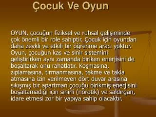 ocuk ve oyun