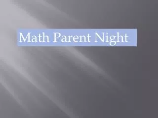 Math Parent Night
