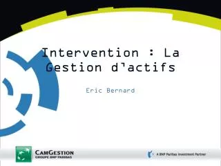 intervention la gestion d actifs