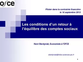 les conditions d un retour l quilibre des comptes sociaux