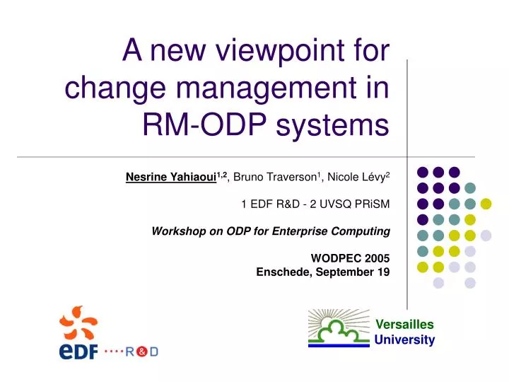 a new viewpoint for change management in rm odp systems