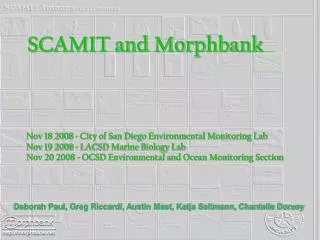 SCAMIT and Morphbank