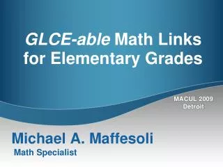 GLCE-able Math Links for Elementary Grades