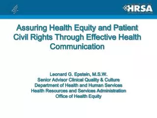Assuring Health Equity and Patient Civil Rights Through Effective Health Communication