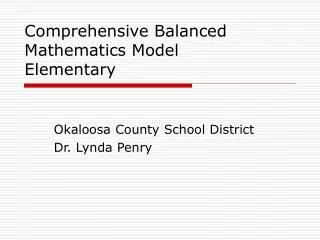 Comprehensive Balanced Mathematics Model Elementary