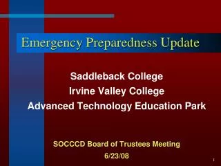 Emergency Preparedness Update