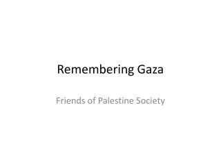 Remembering Gaza