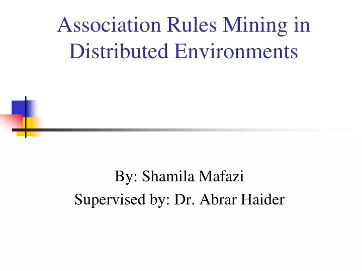association rules mining in distributed environments