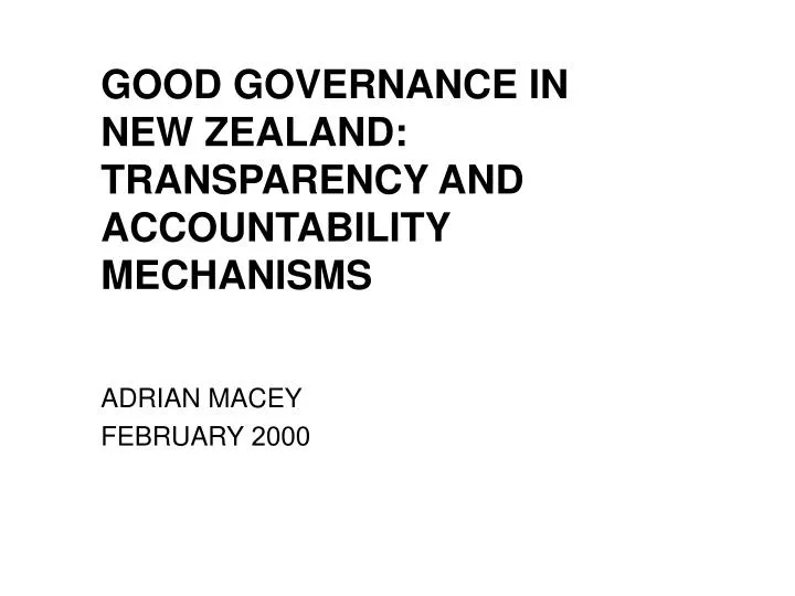 good governance in new zealand transparency and accountability mechanisms