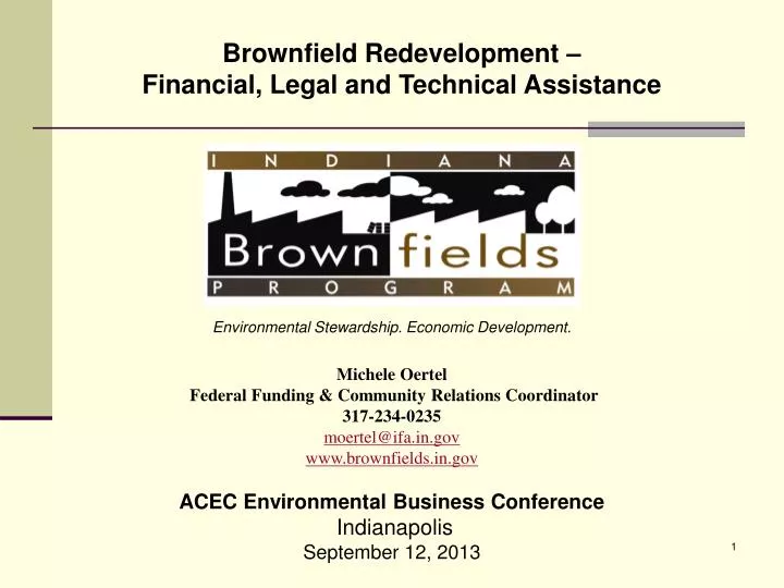 Ppt Brownfield Redevelopment Financial Legal And Technical