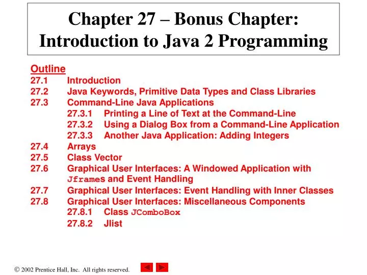 chapter 27 bonus chapter introduction to java 2 programming
