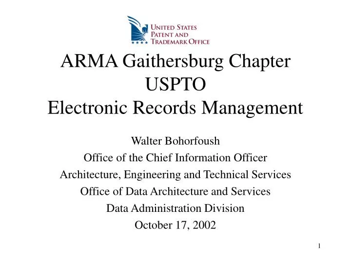 arma gaithersburg chapter uspto electronic records management