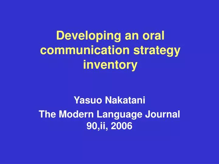 developing an oral communication strategy inventory