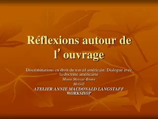 r flexions autour de l ouvrage