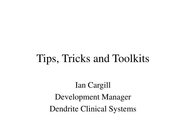 tips tricks and toolkits