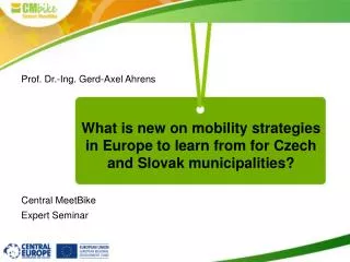 What is new on mobility strategies in Europe to learn from for Czech and Slovak municipalities?