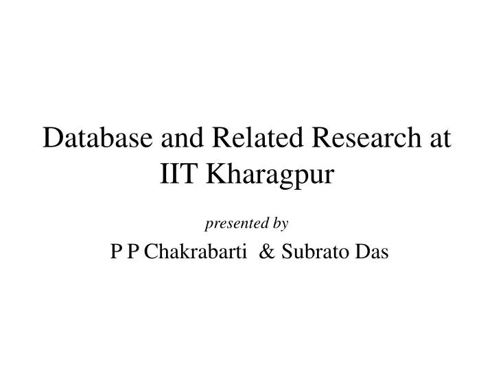 database and related research at iit kharagpur
