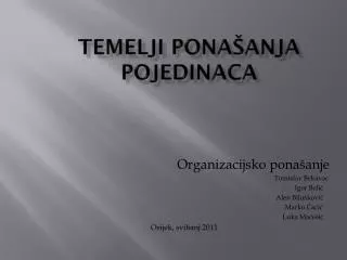 temelji pona anja pojedinaca