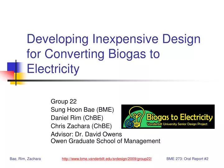 developing inexpensive design for converting biogas to electricity