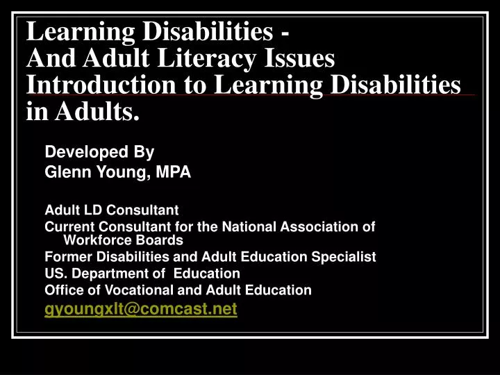 learning disabilities and adult literacy issues introduction to learning disabilities in adults