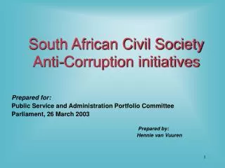 South African Civil Society Anti-Corruption initiatives