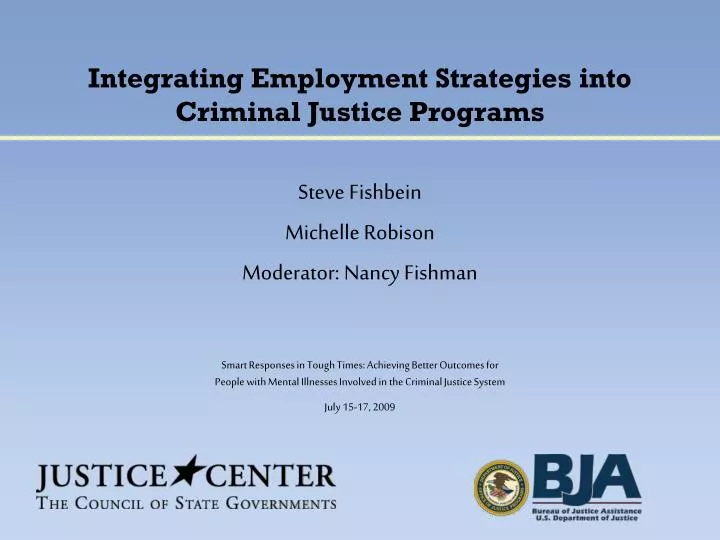 integrating employment strategies into criminal justice programs