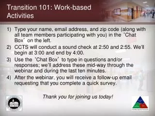Transition 101: Work-based Activities