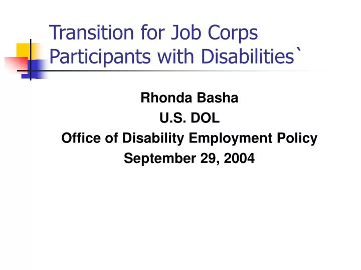 transition for job corps participants with disabilities