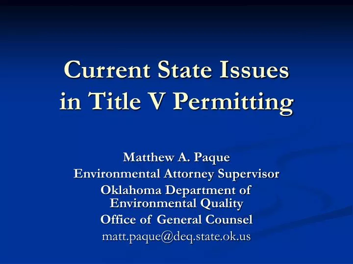 current state issues in title v permitting