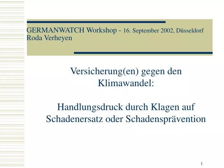 germanwatch workshop 16 september 2002 d sseldorf roda verheyen