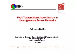 Fault Tolerant Event Specification in Heterogeneous Sensor Networks