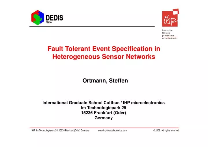 fault tolerant event specification in heterogeneous sensor networks