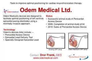 Contact: Dror Frank, CEO odemedical