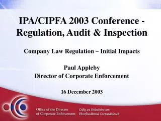 IPA/CIPFA 2003 Conference - Regulation, Audit &amp; Inspection