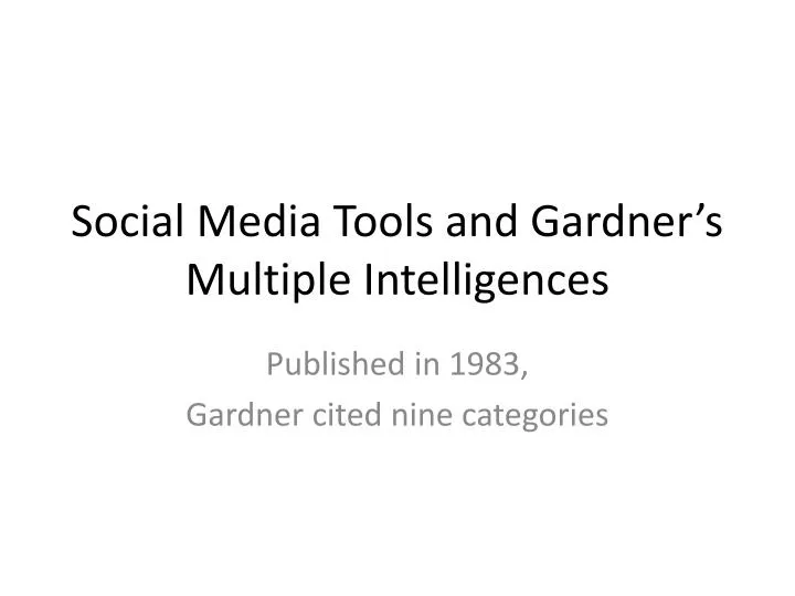 social media tools and gardner s multiple intelligences
