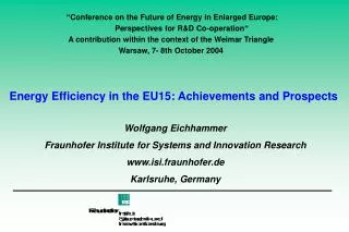 Energy Efficiency in the EU15: Achievements and Prospects