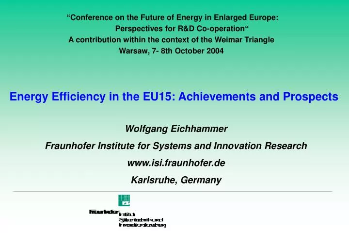 energy efficiency in the eu15 achievements and prospects