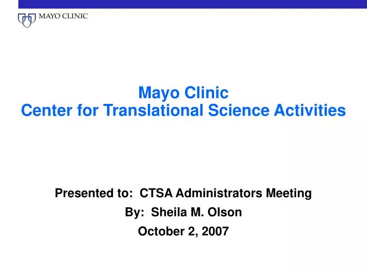 mayo clinic center for translational science activities