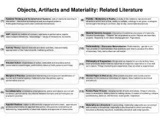 Objects, Artifacts and Materiality: Related Literature