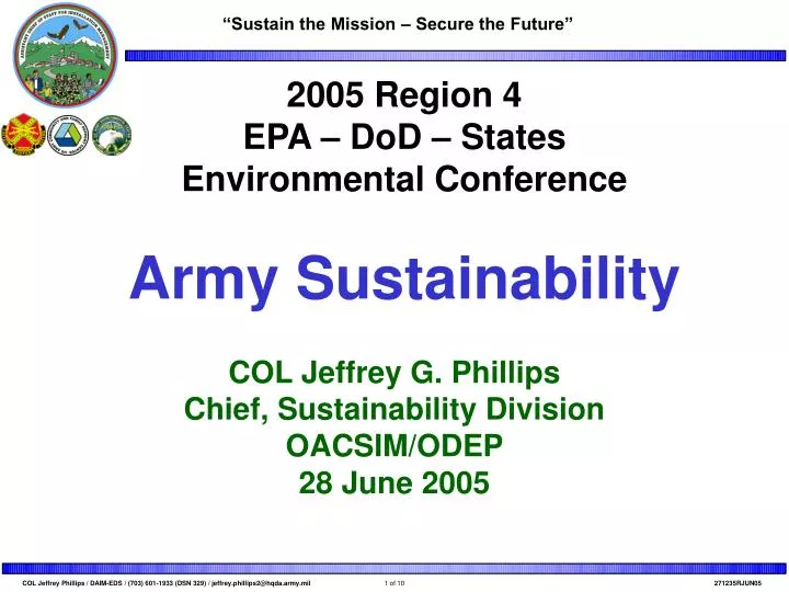 2005 region 4 epa dod states environmental conference army sustainability
