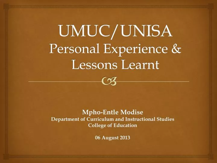 umuc unisa personal experience lessons learnt