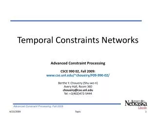 Temporal Constraints Networks