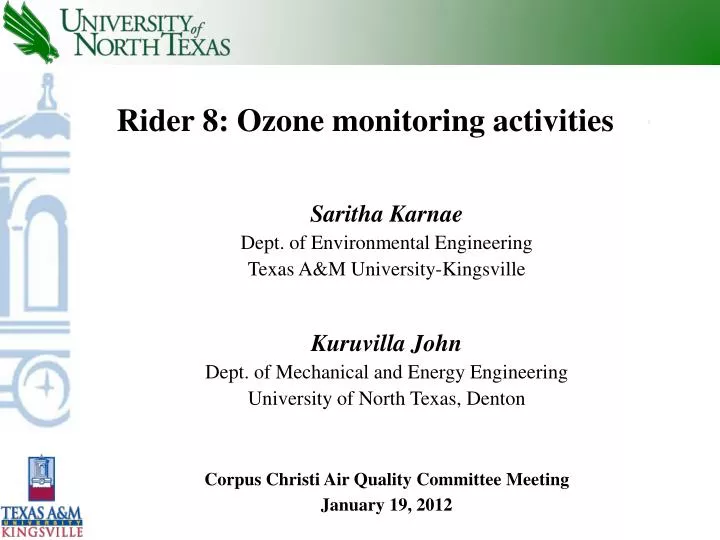rider 8 ozone monitoring activities