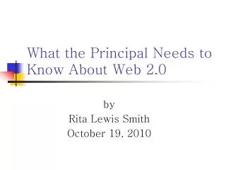 What the Principal Needs to Know About Web 2.0
