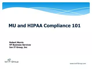 MU and HIPAA Compliance 101